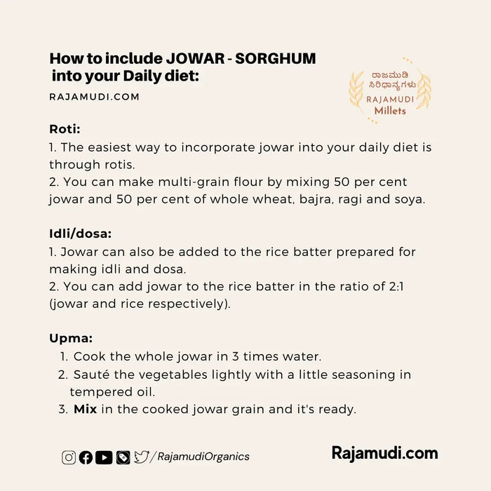 Organic Jowar - Sorghum - Rajamudi Millets