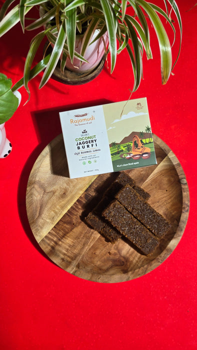 Rajamudi Jaggery Coconut Burfi | Traditional South Indian Mithai (Sugar-free) 150 gm | No preservatives|  Made with Natural Jaggery & fresh Coconut | Healthy & Homemade Treat from ancient kitchen| Gluten-Free & Guilt-free
