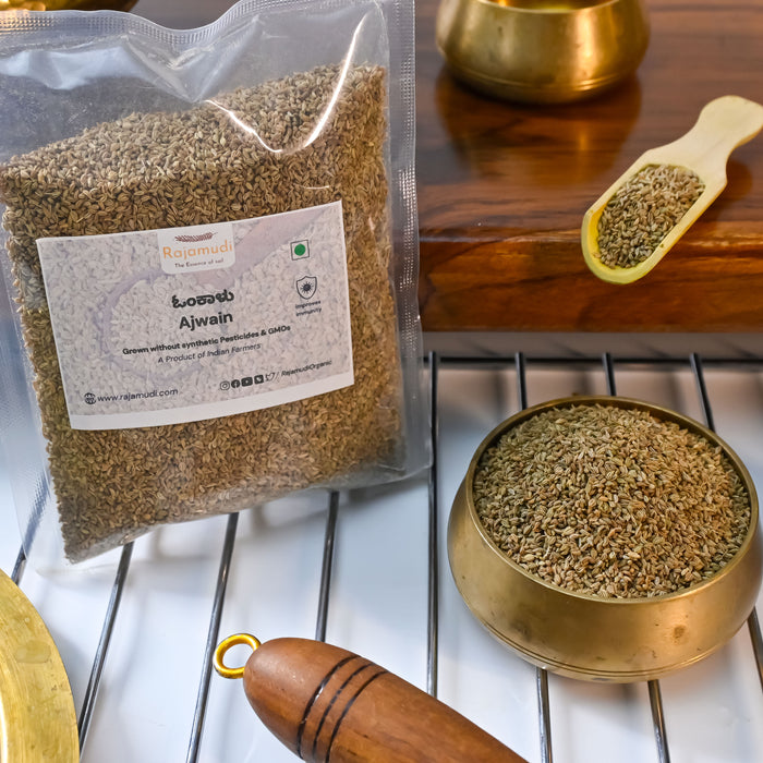 Organic Ajwain Seeds (Carom) | 100g, 250g | Rajamudi