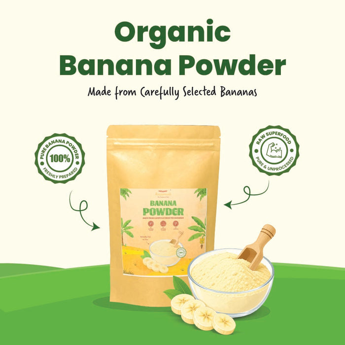 Rajamudi Organics Banana Powder (200 g)| 100% Natural, Sun-Dried, No Preservatives | NPOP & USDA Organic Certified | Superfood |  Food For Baby |  Smoothies & Baking
