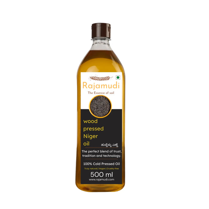 Rajamudi, rajamudi oils, wood pressed coils, rajamudi wood pressed oils, cooking oil, healthy cooking oil, cold pressed oil, vegan oil, wood pressed niger seed oil, niger seed, niger oil, rajamudi niger oil